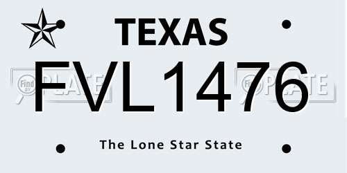 FVL1476 Texas License Plate