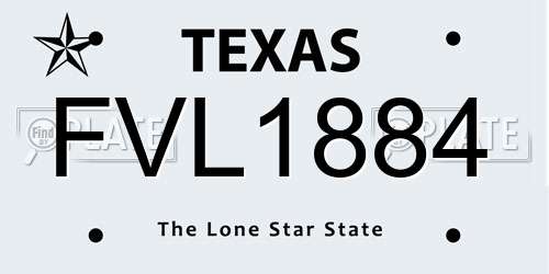 FVL1884 Texas License Plate