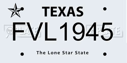 FVL1945 Texas License Plate