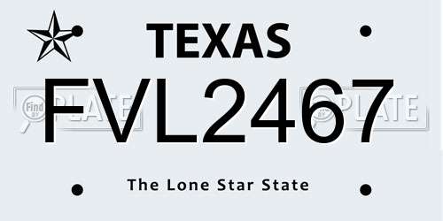 FVL2467 Texas License Plate