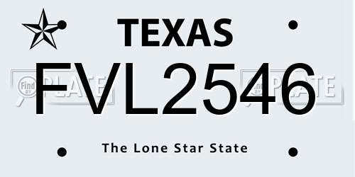 FVL2546 Texas License Plate