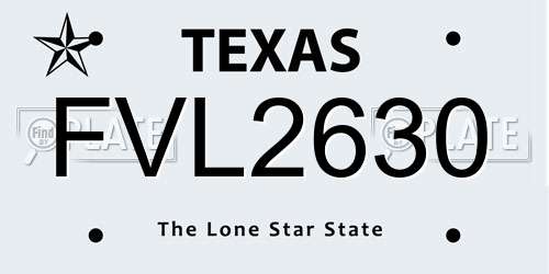 FVL2630 Texas License Plate