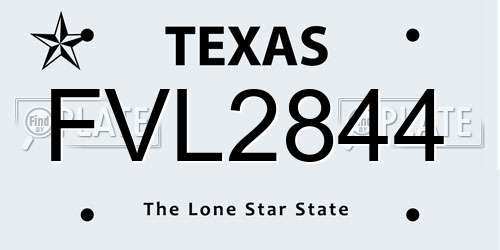 FVL2844 Texas License Plate