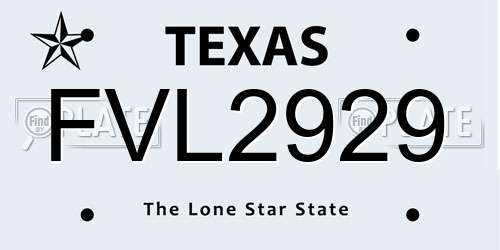 FVL2929 Texas License Plate