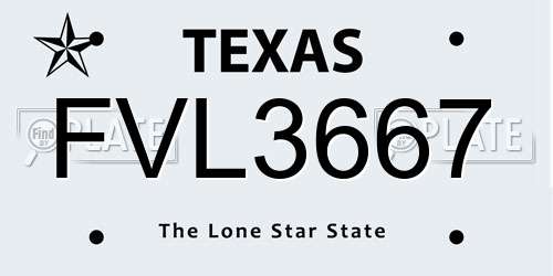 FVL3667 Texas License Plate