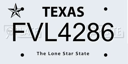 FVL4286 Texas License Plate