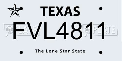 FVL4811 Texas License Plate