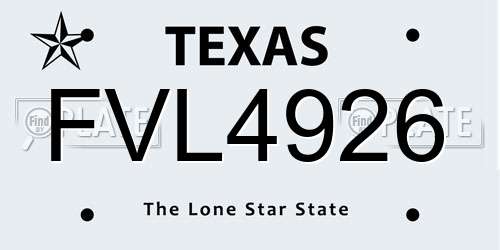 FVL4926 Texas License Plate