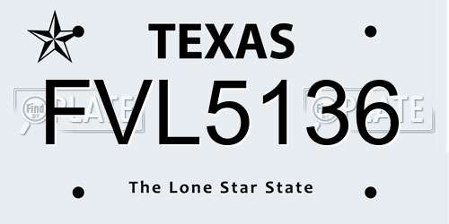 FVL5136 Texas License Plate