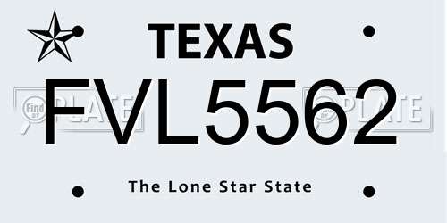 FVL5562 Texas License Plate