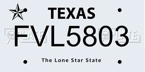 FVL5803 Texas License Plate