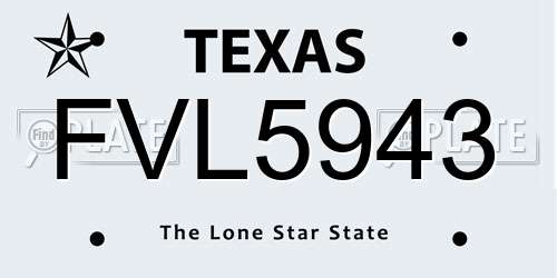 FVL5943 Texas License Plate