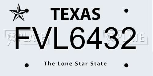FVL6432 Texas License Plate
