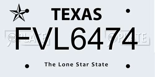 FVL6474 Texas License Plate