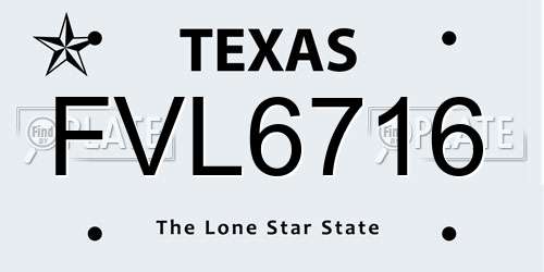 FVL6716 Texas License Plate