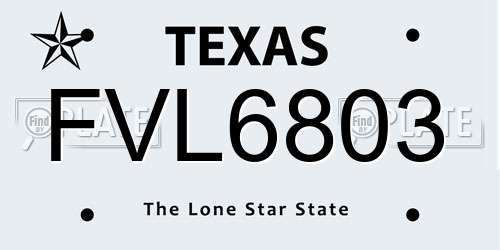FVL6803 Texas License Plate