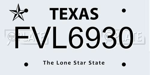FVL6930 Texas License Plate