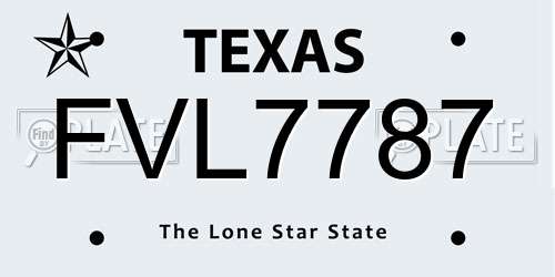 FVL7787 Texas License Plate