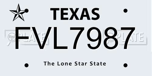 FVL7987 Texas License Plate