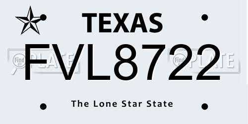 FVL8722 Texas License Plate