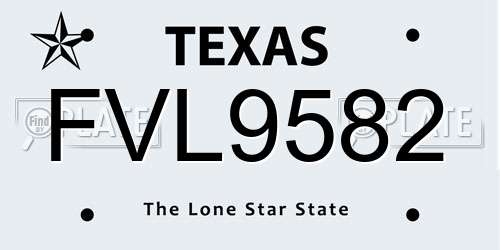 FVL9582 Texas License Plate