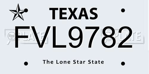 FVL9782 Texas License Plate