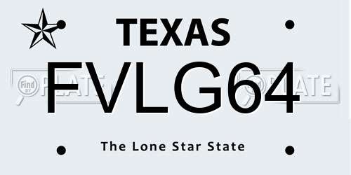 FVLG64 Texas License Plate