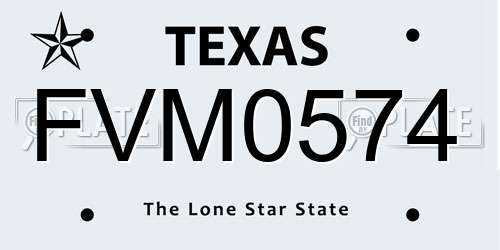 FVM0574 Texas License Plate
