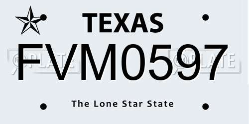 FVM0597 Texas License Plate