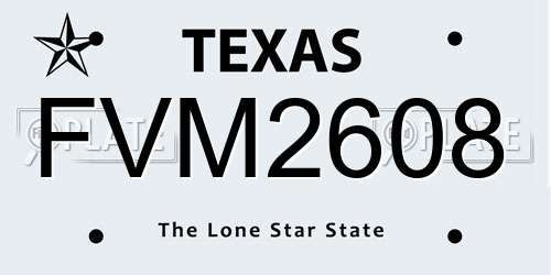 FVM2608 Texas License Plate