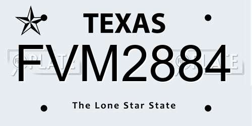FVM2884 Texas License Plate