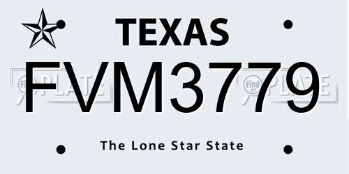 FVM3779 Texas License Plate