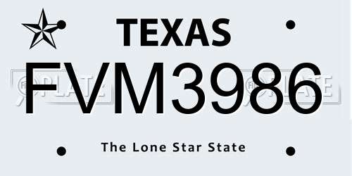 FVM3986 Texas License Plate