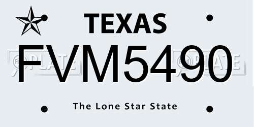 FVM5490 Texas License Plate