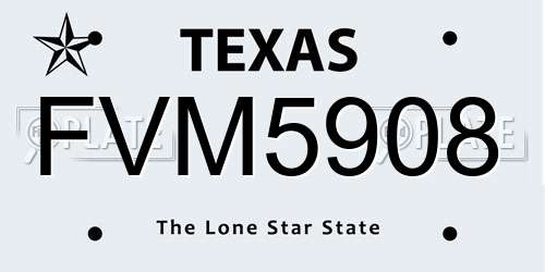 FVM5908 Texas License Plate
