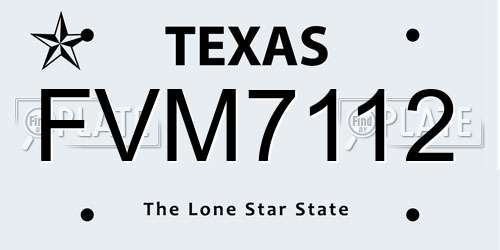 FVM7112 Texas License Plate