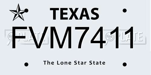 FVM7411 Texas License Plate
