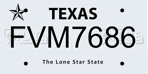 FVM7686 Texas License Plate
