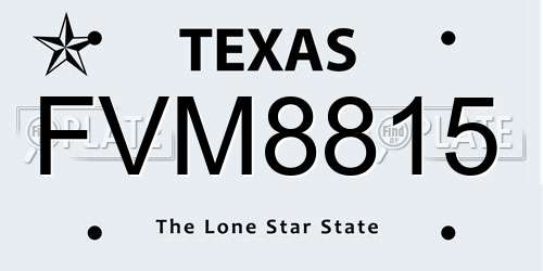 FVM8815 Texas License Plate
