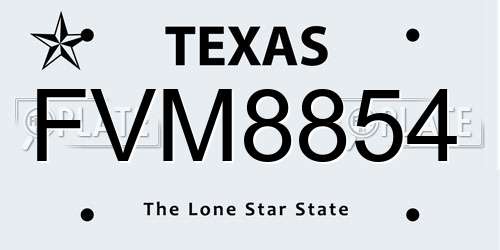 FVM8854 Texas License Plate