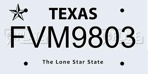 FVM9803 Texas License Plate