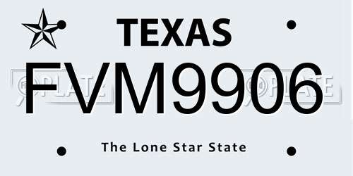 FVM9906 Texas License Plate