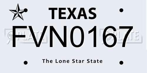 FVN0167 Texas License Plate