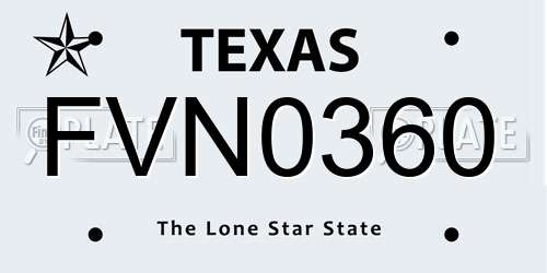 FVN0360 Texas License Plate