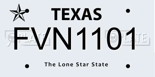 FVN1101 Texas License Plate