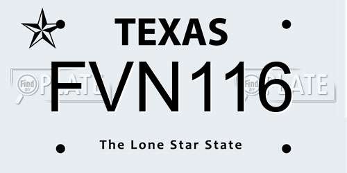 FVN116 Texas License Plate