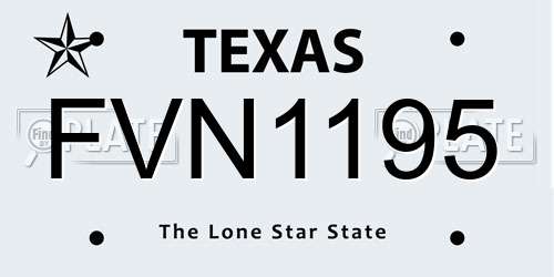FVN1195 Texas License Plate