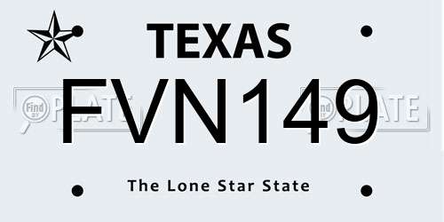 FVN149 Texas License Plate