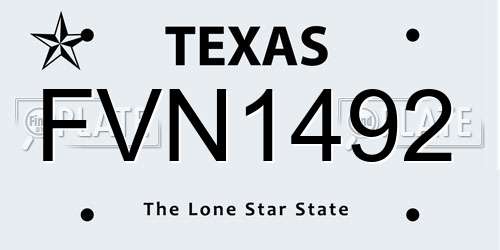 FVN1492 Texas License Plate