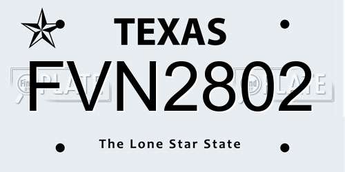 FVN2802 Texas License Plate